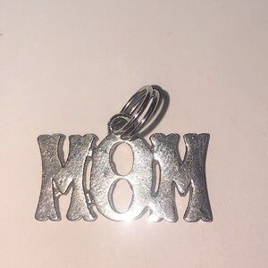 VTG Sterling Silver Mini Charm Bracelet ‘ Mom ’ Charm .6”